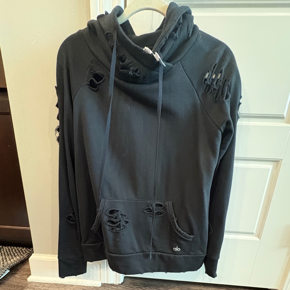 ALO Yoga Black Textured Hoodie